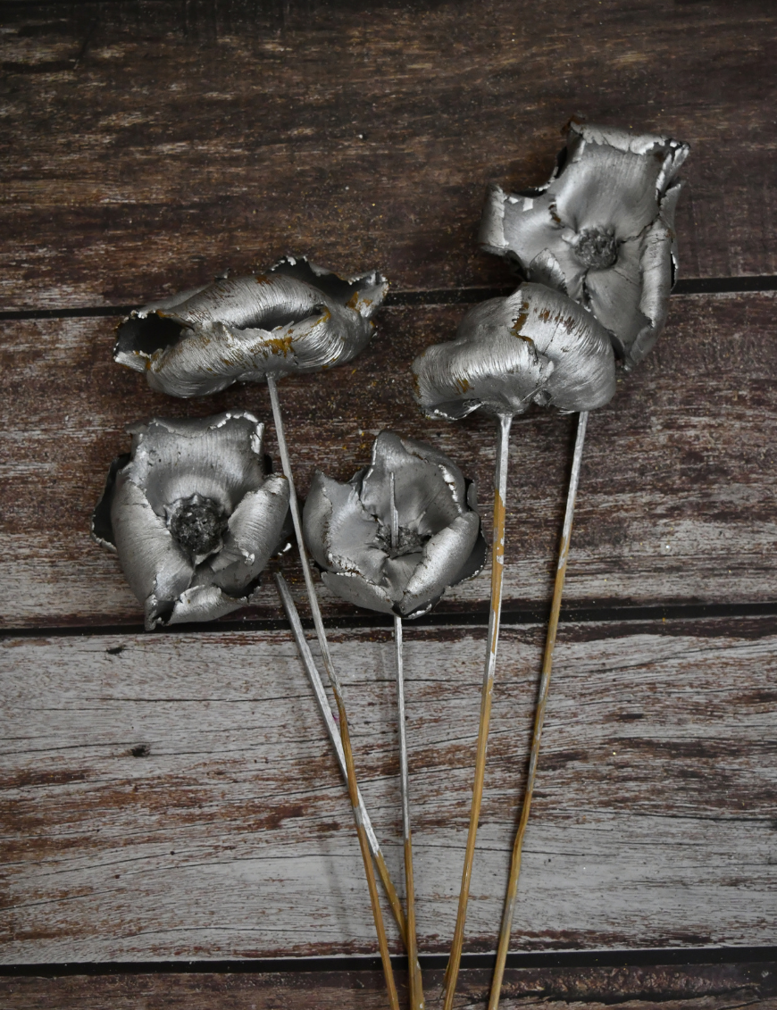 2 Palm cups on stick - Silver